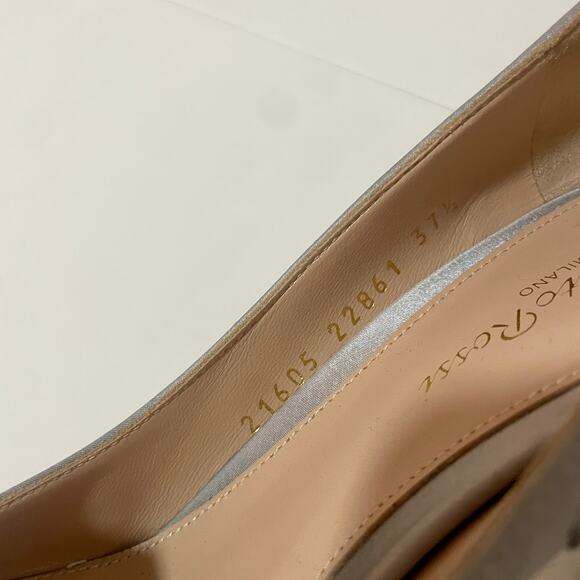 Gianvito Rossi Daze Satin Heels Pumps Shoes Silver Sequin Leopard 37.5 - Picture 12 of 13